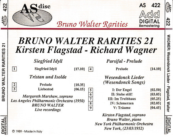 Wagner*, Bruno Walter, Kirsten Flagstad : Siegfried Idyll, Tristan Und Isolde, Parsifal, Wesendonck Lieder (CD, Comp, RM)