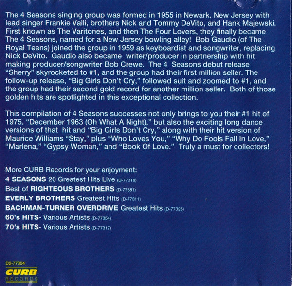 The Four Seasons Featuring Frankie Valli : Hits (CD, Comp)