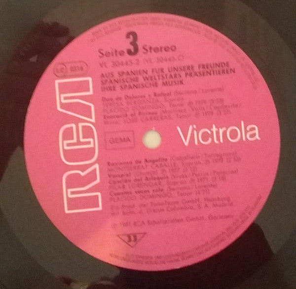 Montserrat Caballé, José Carreras, Teresa Berganza, Placido Domingo : Aus Spanien Fur Unsere Freunde (LP, Comp)