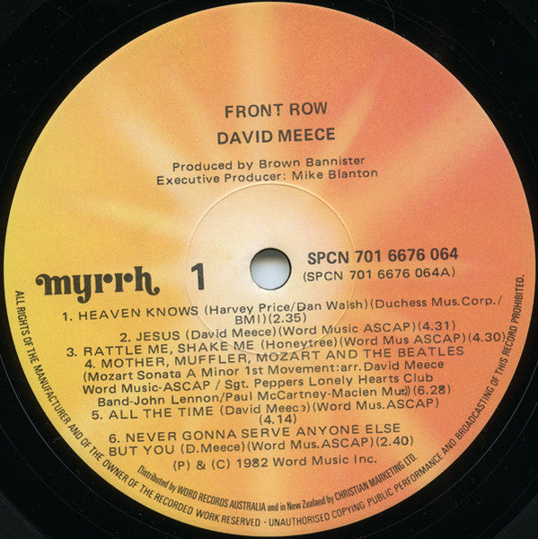 David Meece : Front Row (LP, Album)
