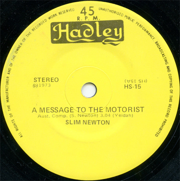 Slim Newton : A Message To The Motorist (7", Single)