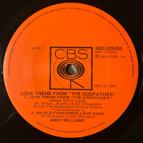 Andy Williams : Love Theme From "The Godfather“ (7", EP)