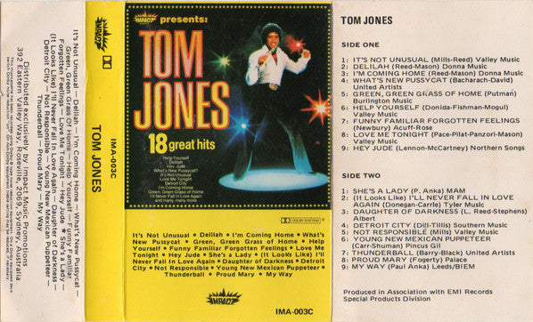 Tom Jones : 18 Great Hits (Cass, Comp)