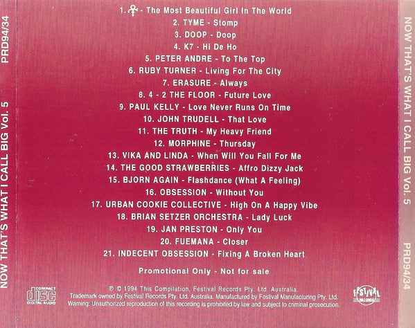 Various : Now That's What I Call Big Vol. 5 (CD, Comp, Promo)