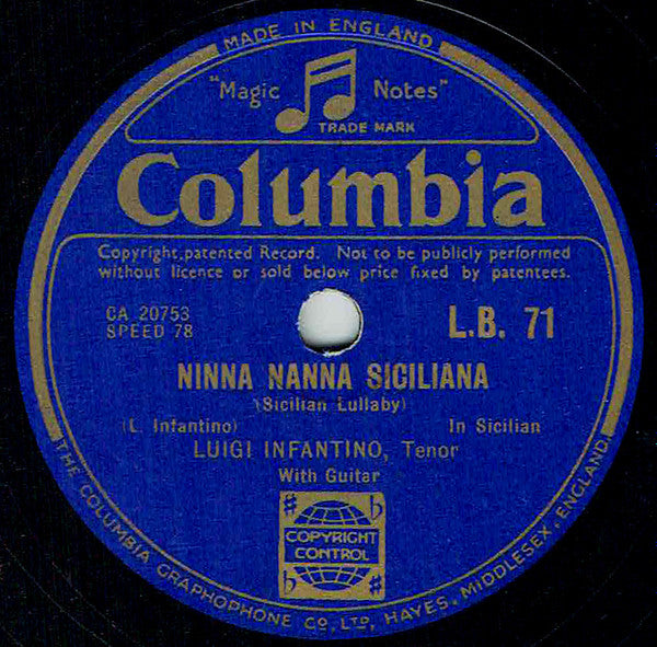 Luigi Infantino : Santa Lucia / Ninna Nanna Siciliana (Shellac, 10")