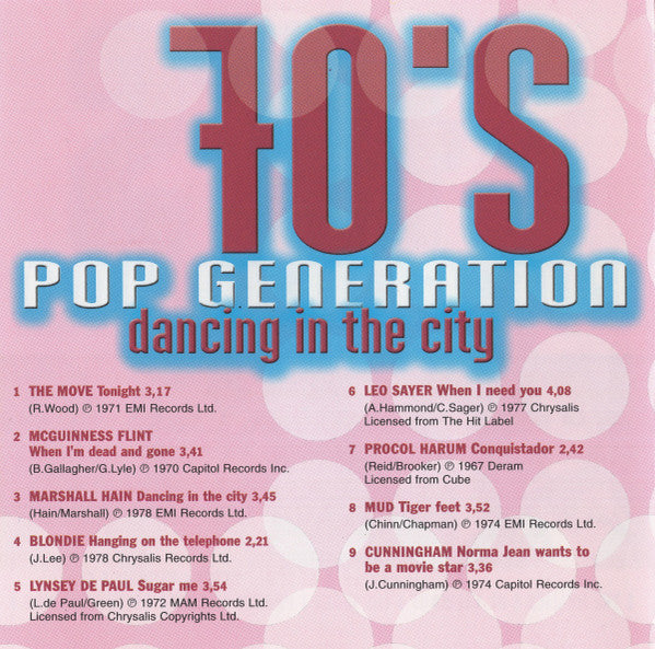 Various : 70's Pop Generation (Dancing In The City) (CD, Comp)