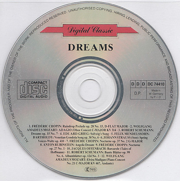 Schumann* - Chopin* - Grieg* - Mozart* - Mendelssohn*, London Festival Orchestra (2), Camerata Academica* Conductors: Kurt Redel, Carl Michalski, Frank Shipway : Dreams (CD, Comp)