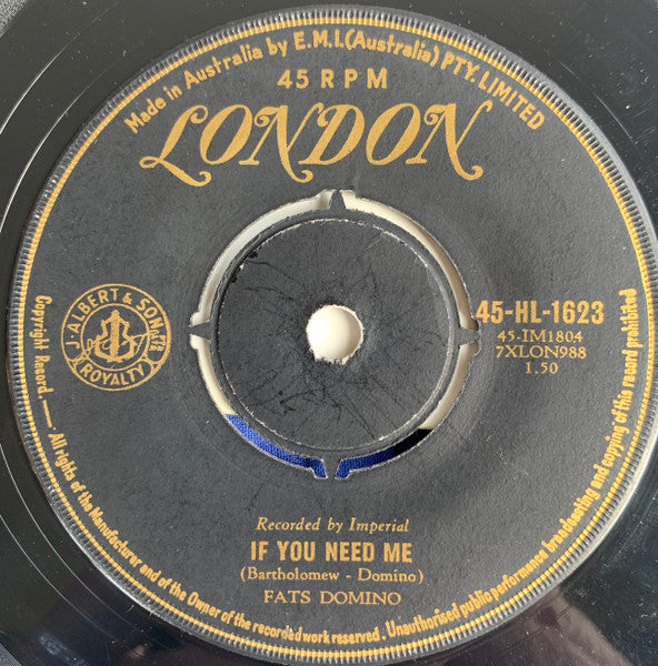 Fats Domino : Country Boy / If You Need Me (7")
