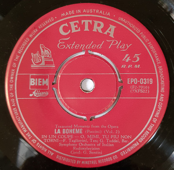 Giacomo Puccini : La Boheme Vol. 2 (7", EP)