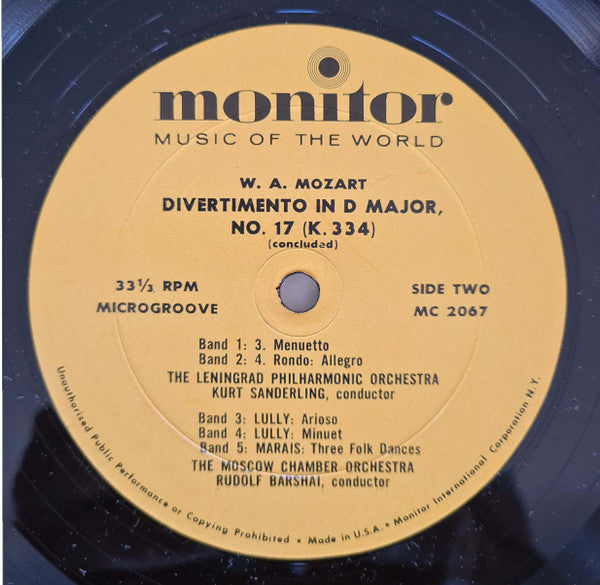 Mozart* • Leningrad Philharmonic Orchestra Conducted By Kurt Sanderling : Divertimento No. 17 In D (K.334) (LP, Mono)