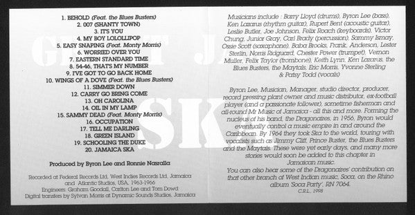 Byron Lee And The Dragonaires : Great Jamaica Ska (CD, Comp)