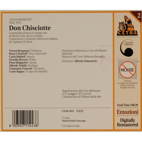 Massenet* - Teresa Berganza • Boris Christoff • Orchestra* E Coro Di Milano Della RAI • Alfredo Simonetto : Don Chisciotte (2xCD, Album, RE, RM)