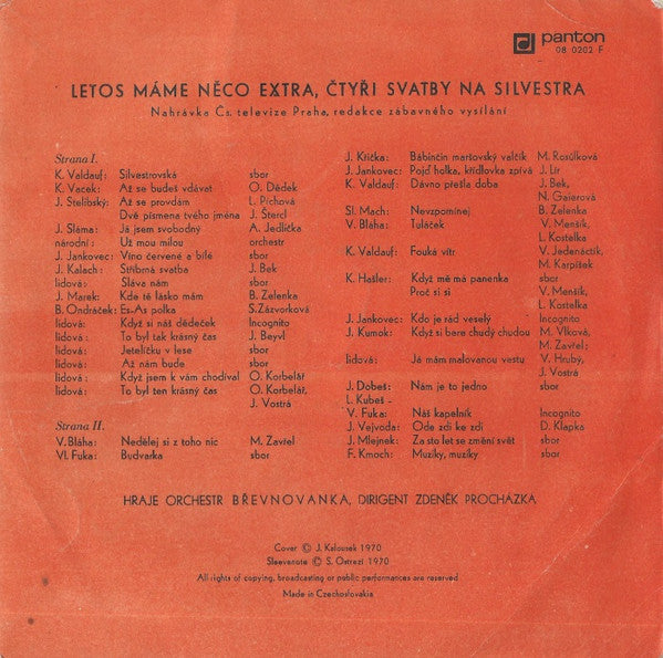 Břevnovanka : Čtyři Svatby Na Silvestra (7", Mono, P/Mixed, RP, Mul)