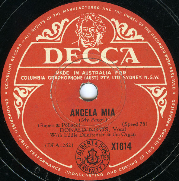 Donald Novis : Angela Mia (My Angel) / Charmaine! (Shellac, 10")