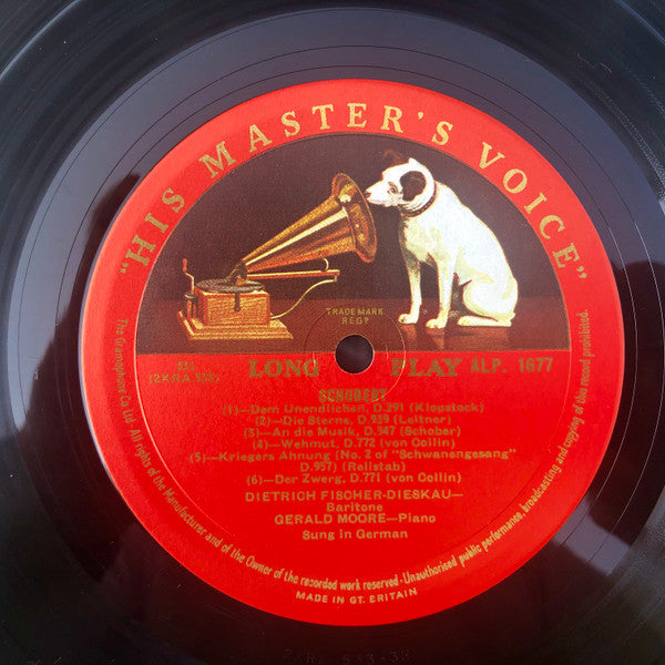 Franz Schubert, Dietrich Fischer-Dieskau, Gerald Moore : Schubert Lieder Recital (No. 2) (LP, Mono)