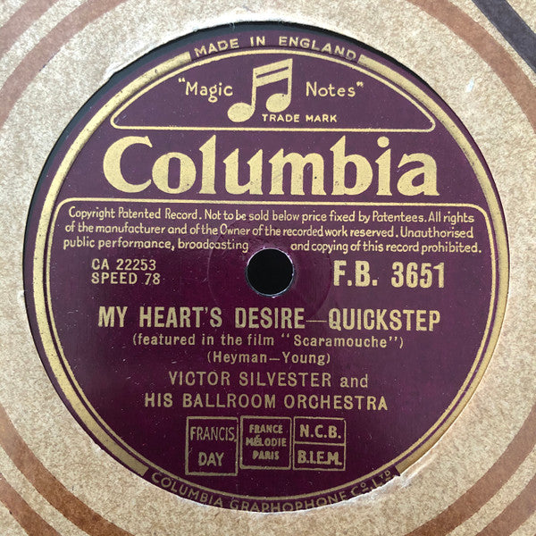 Victor Silvester and His Ballroom Orchestra : My Heart’s Desire / The Homing Waltz (Shellac, 10")