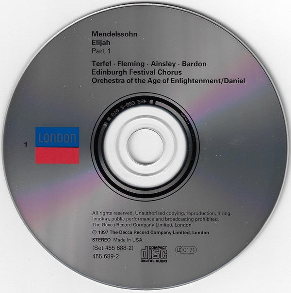 Mendelssohn*, Bryn Terfel, Renée Fleming, Patricia Bardon, John Mark Ainsley, Edinburgh Festival Chorus, Orchestra Of The Age Of Enlightenment, Paul Daniel : Elijah (2xCD)