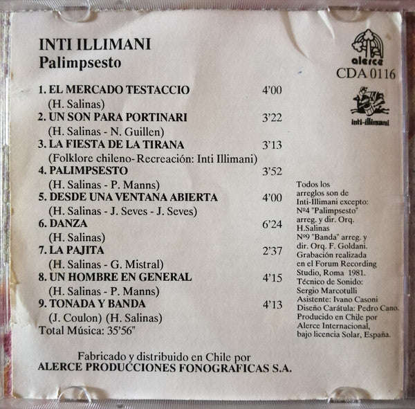 Inti Illimani : Palimpsesto (CD, Album, RE)