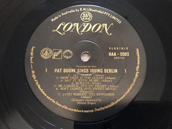 Pat Boone : Pat Boone Sings Irving Berlin (LP, Album, Mono)