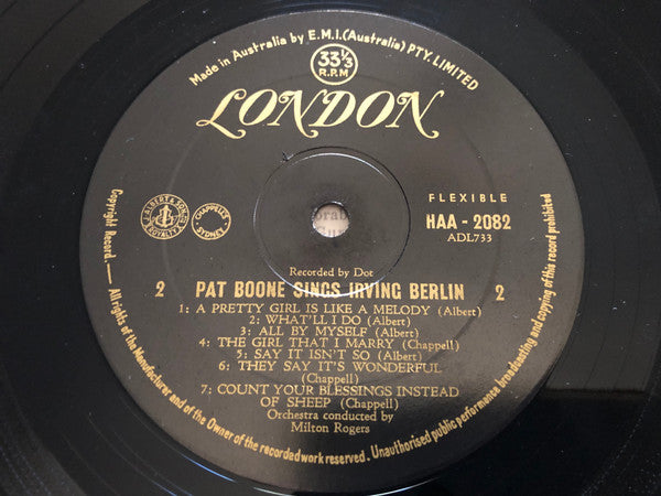 Pat Boone : Pat Boone Sings Irving Berlin (LP, Album, Mono)