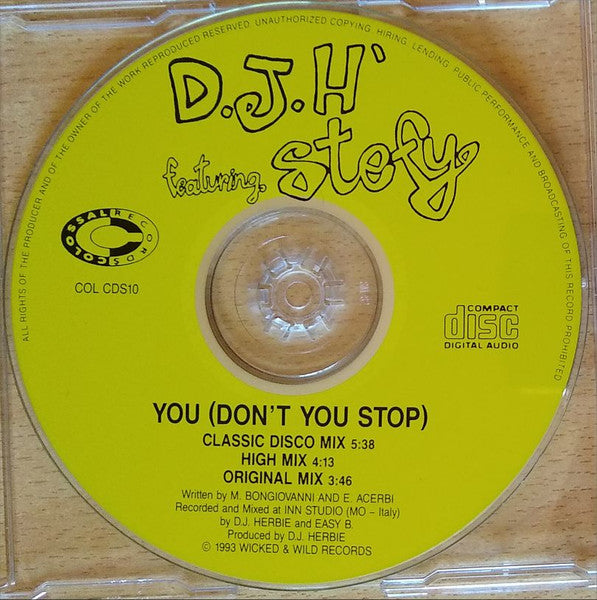 DJ H. Feat. Stefy : You (Don't You Stop) (CD, Maxi)
