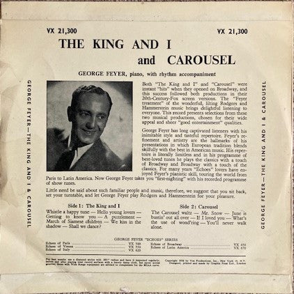 George Feyer : Rodgers & Hammerstein : The King And I & Carousel (10", Album, Mono)