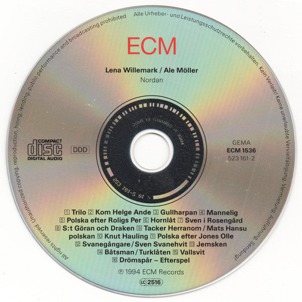Lena Willemark / Ale Möller : Nordan (CD, Album)