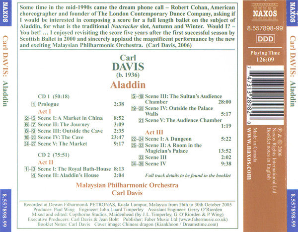 Carl Davis (5), Malaysian Philharmonic Orchestra : Aladdin (2xCD, Album)