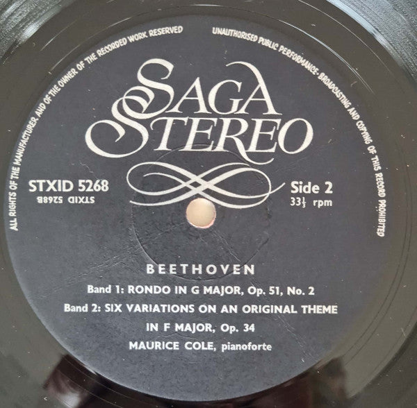 Beethoven* • Maurice Cole : Variations Op. 34 In F Major & Op. 35 "Eroica" / Rondo In G Major Op. 51 No. 2 (LP, Album)