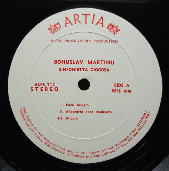 Martinu* : Sinfonietta Giocosa / Piano Concerto No. 4 / "Incantation" (LP)