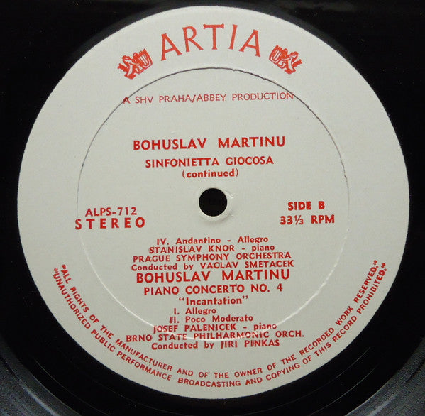 Martinu* : Sinfonietta Giocosa / Piano Concerto No. 4 / "Incantation" (LP)