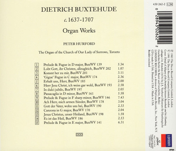 Dieterich Buxtehude, Peter Hurford : Organ Works = Œuvres Pour Orgue = Orgelwerke (CD, RE)