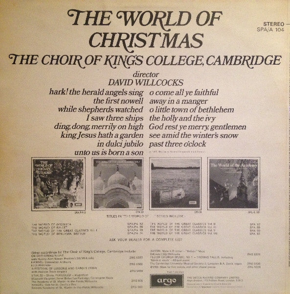 The Choir Of King's College, Cambridge* Director David Willcocks : The World Of Christmas (LP)
