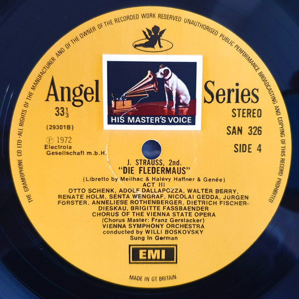 Willi Boskovsky Conducts Johann Strauss Jr. With Anneliese Rothenberger, Dietrich Fischer-Dieskau . Nicolai Gedda : Die Fledermaus (2xLP + Box)