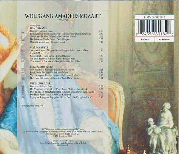 Mozart*, Price*, Popp*, Gedda*, Jerusalem*, Allen*, Berry*, Sir Colin Davis : Arias & Duets From The Marriage Of Figaro / Don Giovanni / Così Fan Tutte / The Magic Flute (CD, Comp)