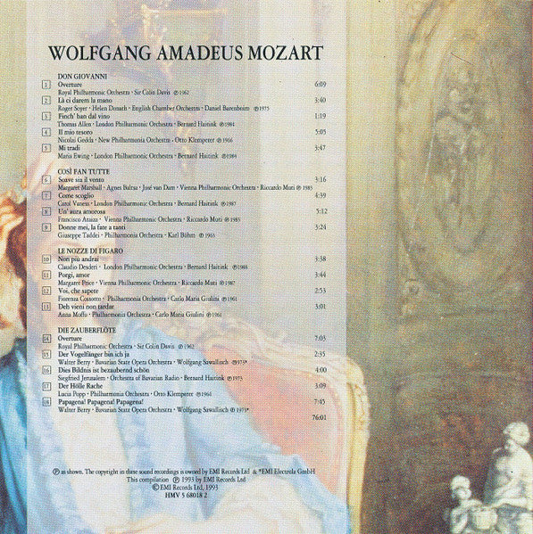 Mozart*, Price*, Popp*, Gedda*, Jerusalem*, Allen*, Berry*, Sir Colin Davis : Arias & Duets From The Marriage Of Figaro / Don Giovanni / Così Fan Tutte / The Magic Flute (CD, Comp)