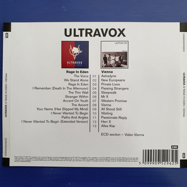 Ultravox : Rage In Eden / Vienna (CD, Album, RM + CD, Album, Enh, RM + Comp, RE)