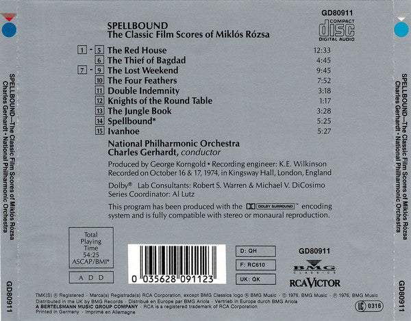 Charles Gerhardt, National Philharmonic Orchestra : Spellbound - The Classic Film Scores Of Miklos Rozsa (CD, Dol)