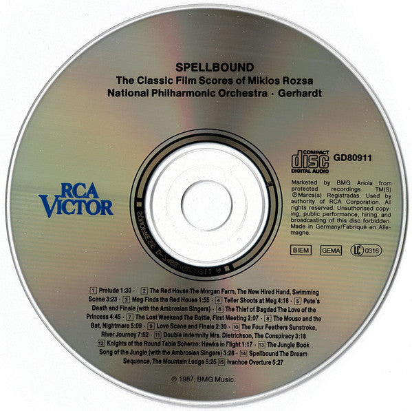 Charles Gerhardt, National Philharmonic Orchestra : Spellbound - The Classic Film Scores Of Miklos Rozsa (CD, Dol)