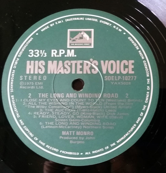 Matt Monro : The Long And Winding Road (LP, Album)