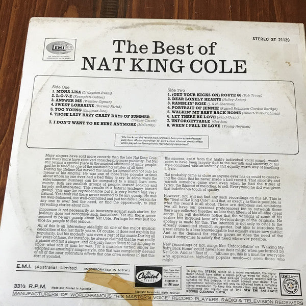 Nat King Cole : The Best Of Nat King Cole (LP, Comp)