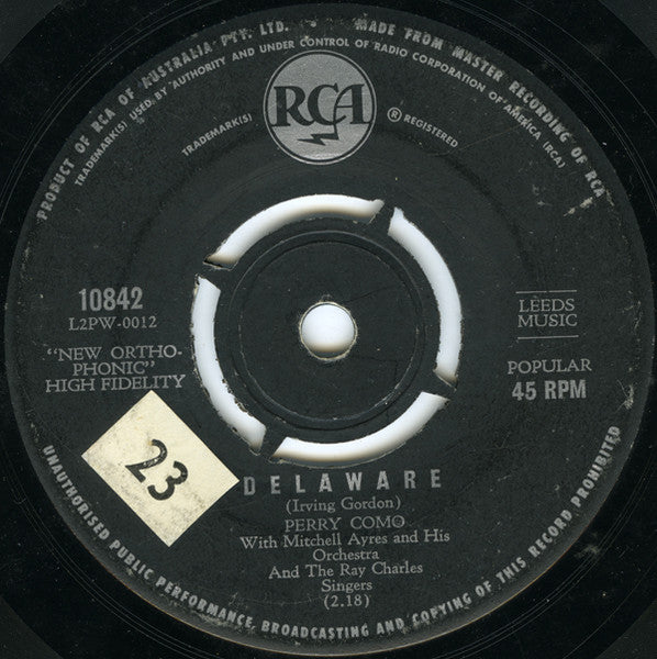 Perry Como : Delaware (7")
