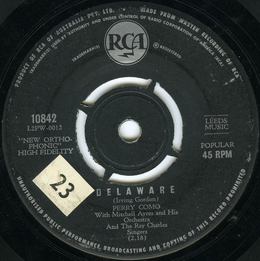 Perry Como : Delaware (7")