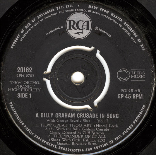 George Beverly Shea : A Billy Graham Crusade In Song Vol. 1 (7", EP)