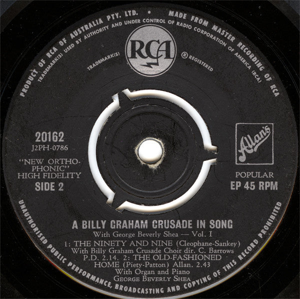 George Beverly Shea : A Billy Graham Crusade In Song Vol. 1 (7", EP)