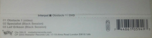 Interpol : Obstacle 1 (DVD-V, Single)