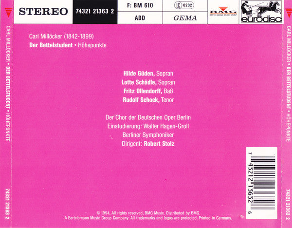 Carl Millöcker : Der Bettelstudent (Höhepunkte) (CD, Album, RM)