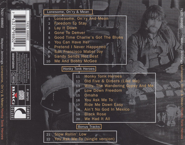 Waylon Jennings : Lonesome, On'ry & Mean / Honky Tonk Heroes (CD, Comp)