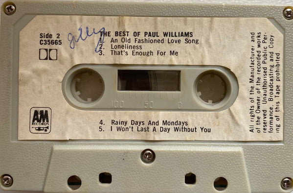 Paul Williams (2) : The Best Of Paul Williams (Cass, Comp)