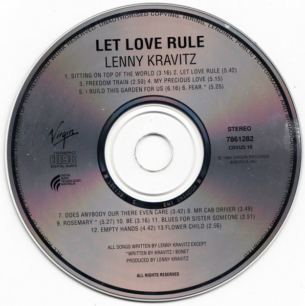 Lenny Kravitz : Let Love Rule (CD, Album, RP)